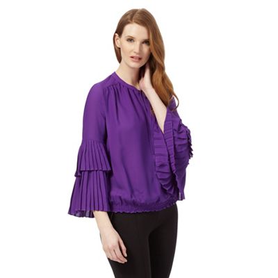 Purple pleated sleeve blouse